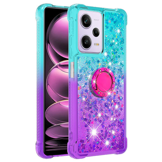 For Xiaomi Redmi Note 12 Pro 5G / Note 12 Pro Speed 5G / Poco X5 Pro 5G YB Quicksand Series-8 Phone Case Gradient Quicksand Ring Kickstand TPU Cover