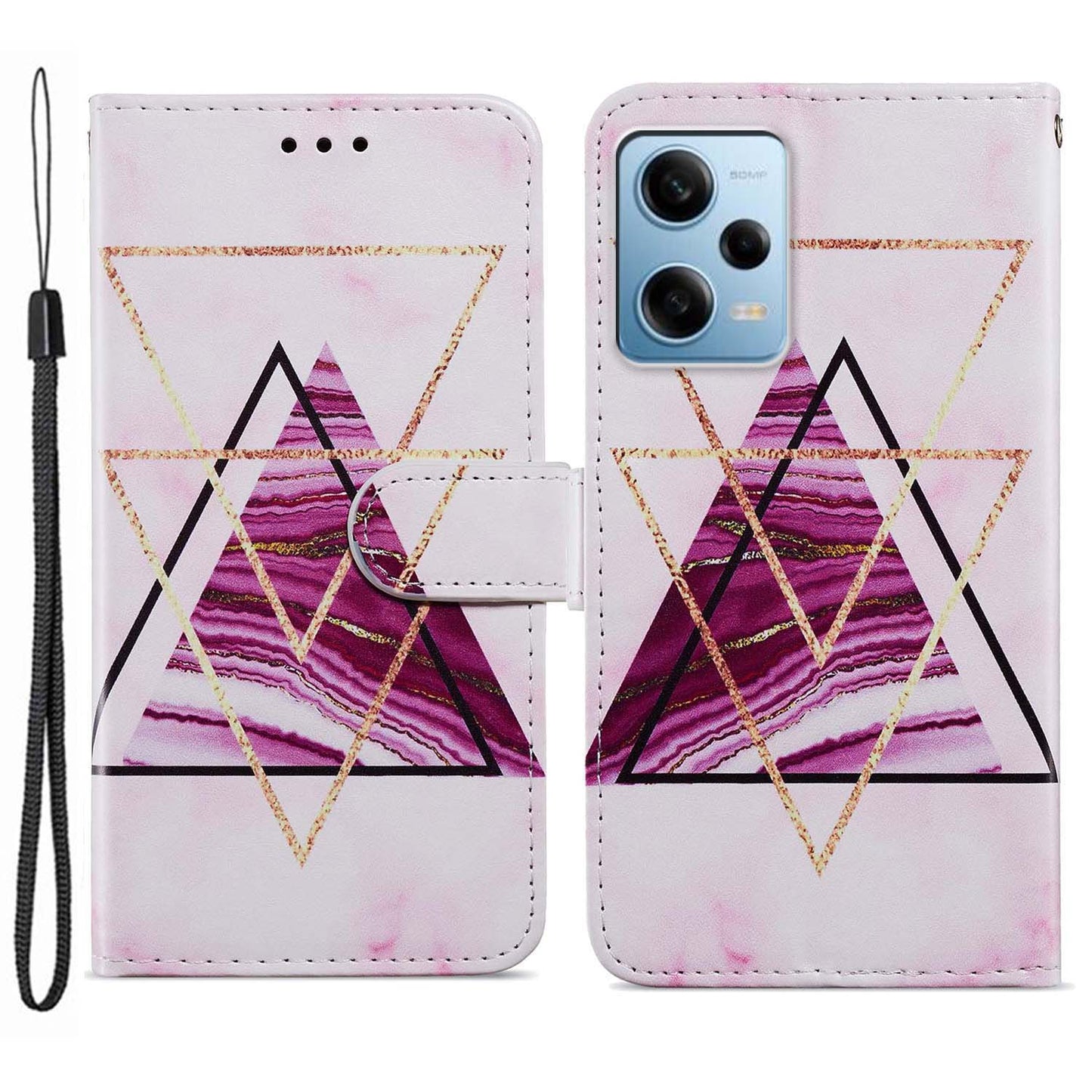 For Xiaomi Redmi Note 12 Pro 5G / Note 12 Pro Speed 5G / Poco X5 Pro 5G Pattern Printing Phone Leather Case Stand Phone Wallet Cover with Strap