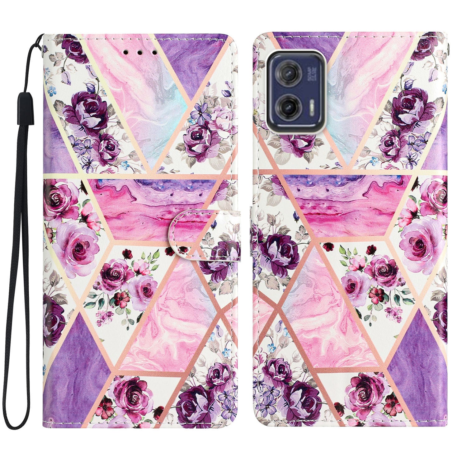 For Motorola Moto G73 5G Pattern Printing Leather Flip Phone Case Stand Wallet Cover with Strap