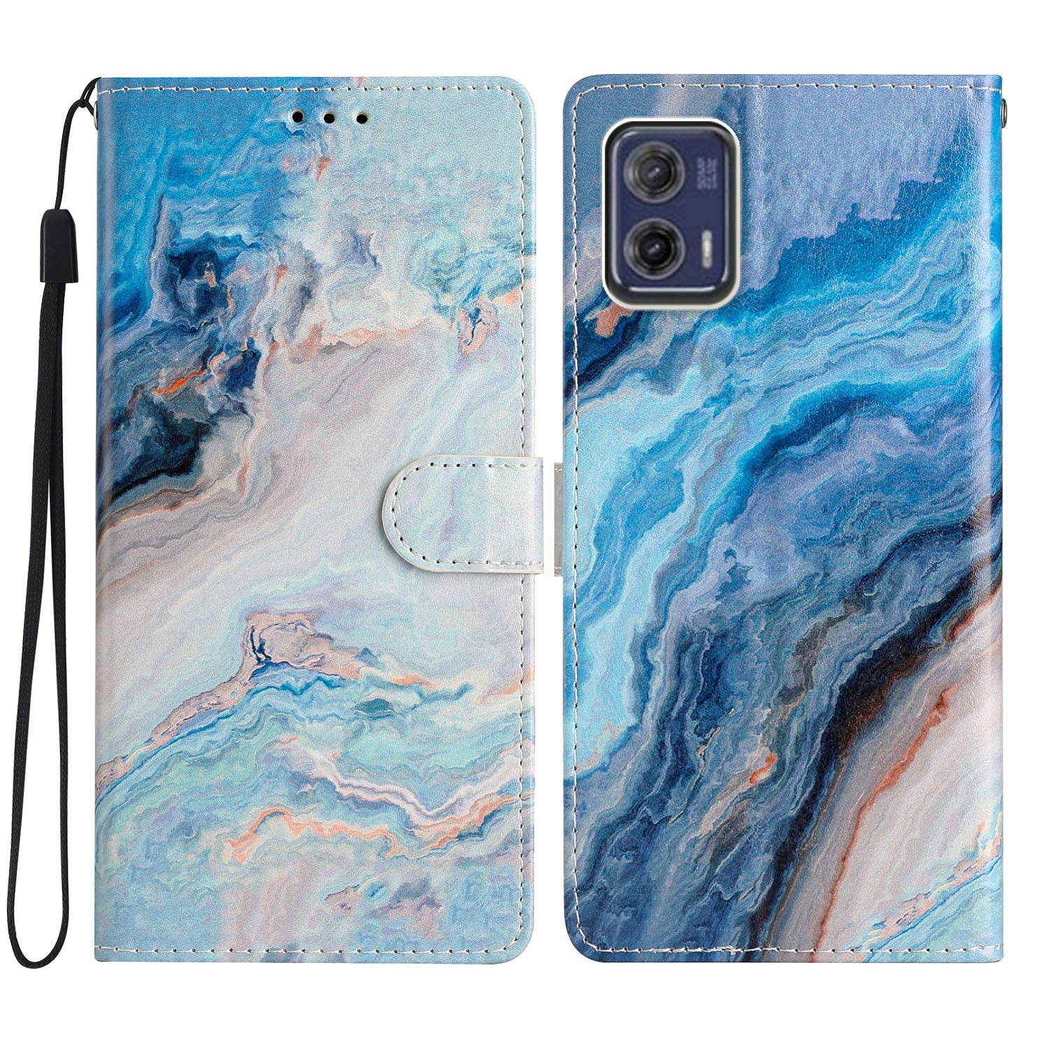 For Motorola Moto G73 5G Pattern Printing Leather Flip Phone Case Stand Wallet Cover with Strap