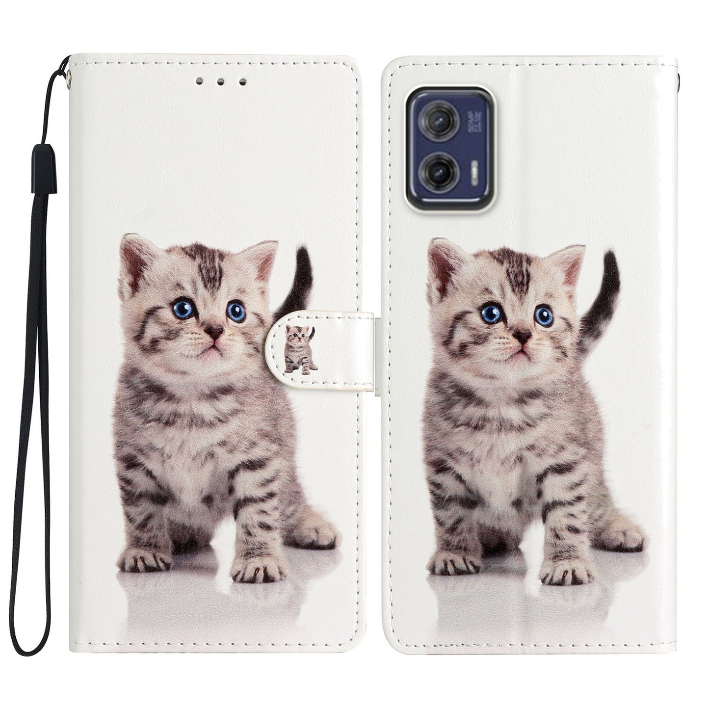 For Motorola Moto G73 5G Pattern Printing Leather Flip Phone Case Stand Wallet Cover with Strap