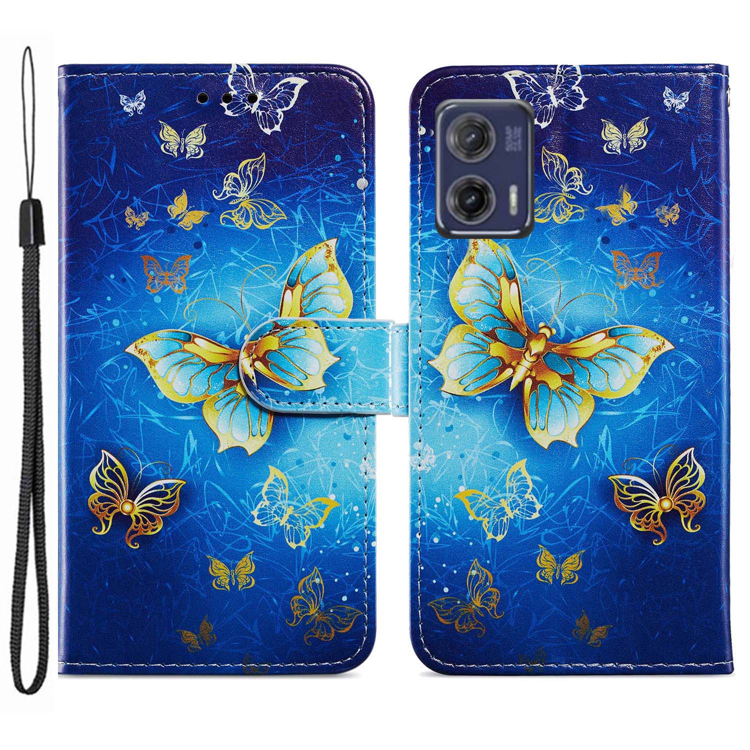 For Motorola Moto G73 5G Pattern Printing Leather Flip Phone Case Stand Wallet Cover with Strap