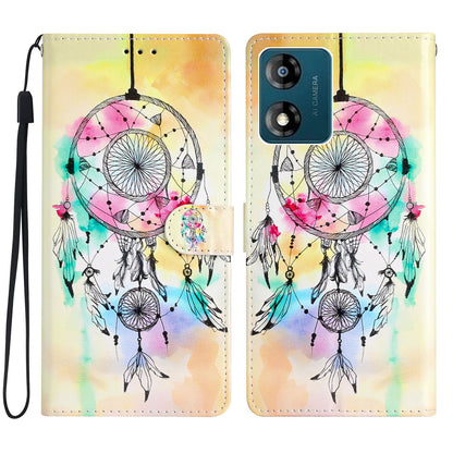 For Motorola Moto E13 4G PU Leather Pattern Printing Phone Case Stand Wallet Flip Phone Cover with Strap