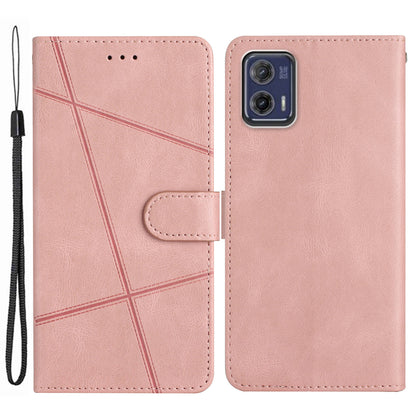 For Motorola Moto G73 5G Imprinted Lines Crazy Horse Texture Leather Wallet Phone Cover Drop-proof Stand Case with Strap