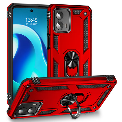 For Motorola Moto G 5G (2023) Hard Anti-scratch Phone Shell Ring Holder Kickstand PC+TPU+Metal Phone Cover