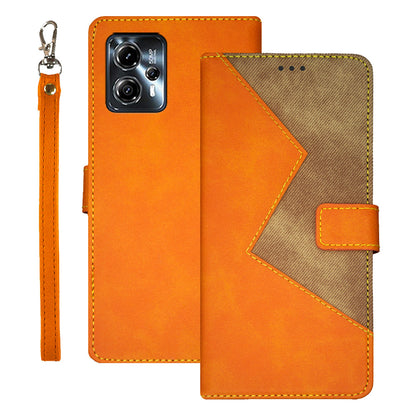 IDEWEI For Motorola Moto G23 4G / G13 4G PU Leather Cover Wrist Strap Color Splicing Phone Case with Card Slots