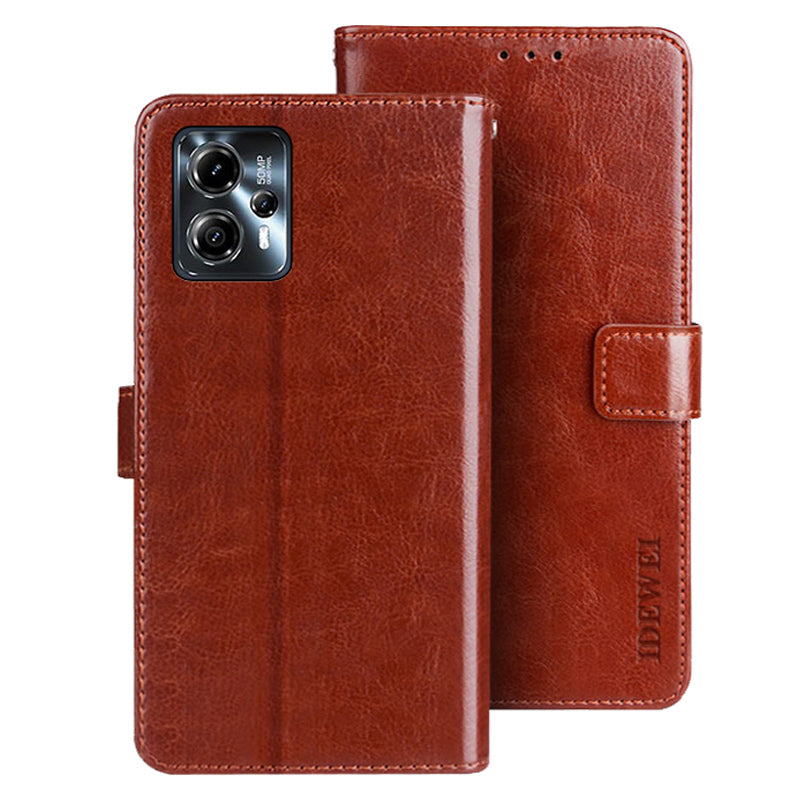 IDEWEI For Motorola Moto G23 4G / G13 4G Crazy Horse Texture Stand Cover PU Leather Wallet Phone Case