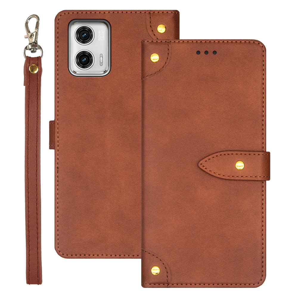 IDEWEI Mobile Phone Cover for Motorola Moto G73 5G , Card Slots PU Leather Stand Cell Phone Case