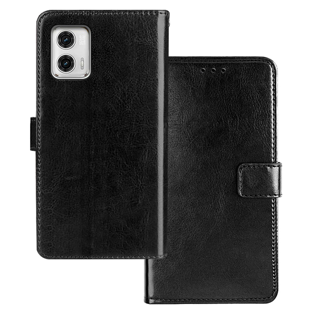 IDEWEI For Motorola Moto G73 5G Phone Wallet Cover Crazy Horse Texture Leather Stand Phone Case