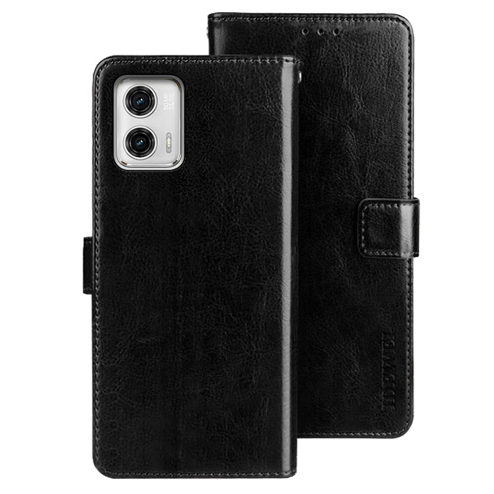 IDEWEI For Motorola Moto G73 5G PU Leather Wallet Phone Case Crazy Horse Texture Stand Cover