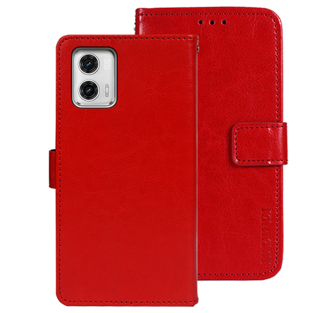 IDEWEI For Motorola Moto G73 5G PU Leather Wallet Phone Case Crazy Horse Texture Stand Cover