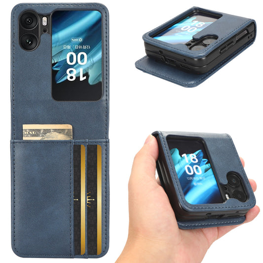 For Oppo Find N2 Flip 5G PU Leather Folding Phone Case Card Slots Phone Cover