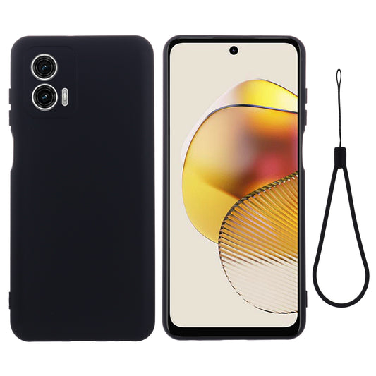 Liquid Silicone Phone Case for Motorola Moto G73 5G , Soft Lining Protective Phone Cover with Strap