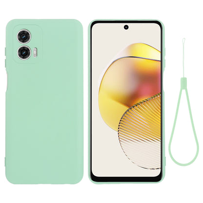 Liquid Silicone Phone Case for Motorola Moto G73 5G , Soft Lining Protective Phone Cover with Strap