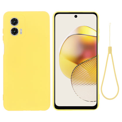 Liquid Silicone Phone Case for Motorola Moto G73 5G , Soft Lining Protective Phone Cover with Strap