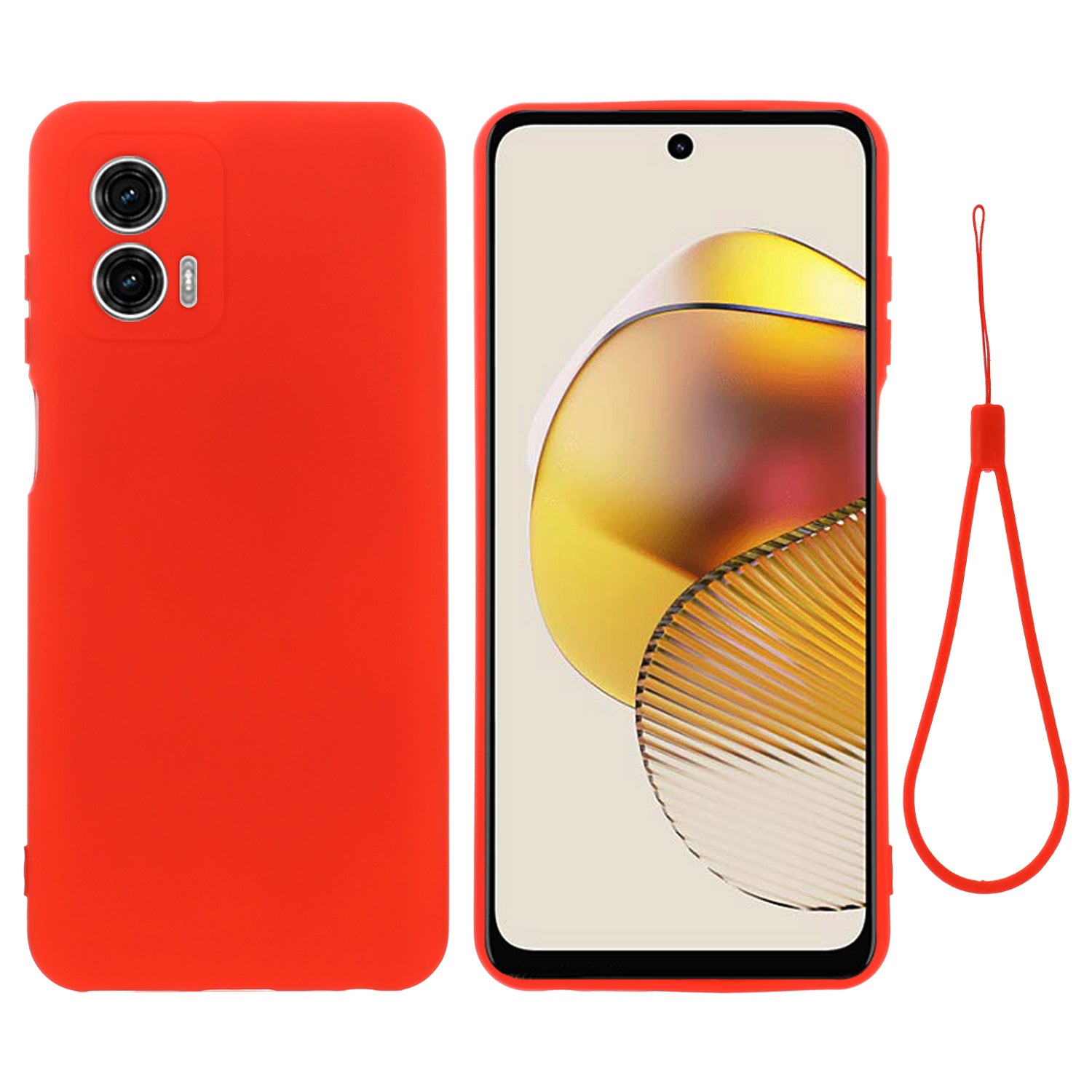 Liquid Silicone Phone Case for Motorola Moto G73 5G , Soft Lining Protective Phone Cover with Strap