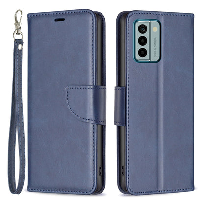 For Nokia G22 Solid Color Textured PU Leather Wallet Shell Shockproof Stand Phone Case with Strap