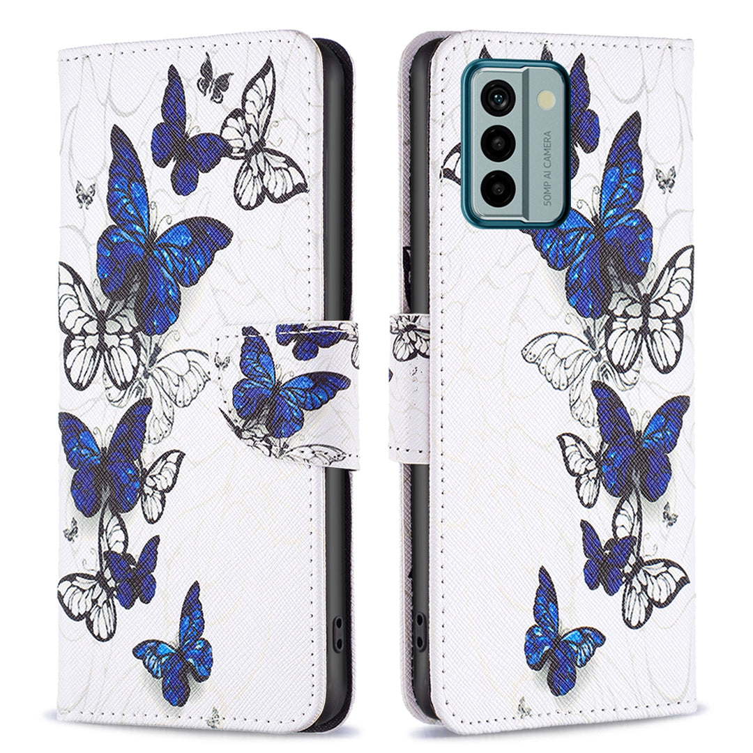 BINFEN COLOR For Nokia G22 Leather Stand Phone Case Pattern Printing Magnetic Clasp Wallet Cover