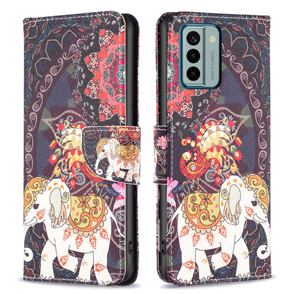 BINFEN COLOR For Nokia G22 Leather Stand Phone Case Pattern Printing Magnetic Clasp Wallet Cover