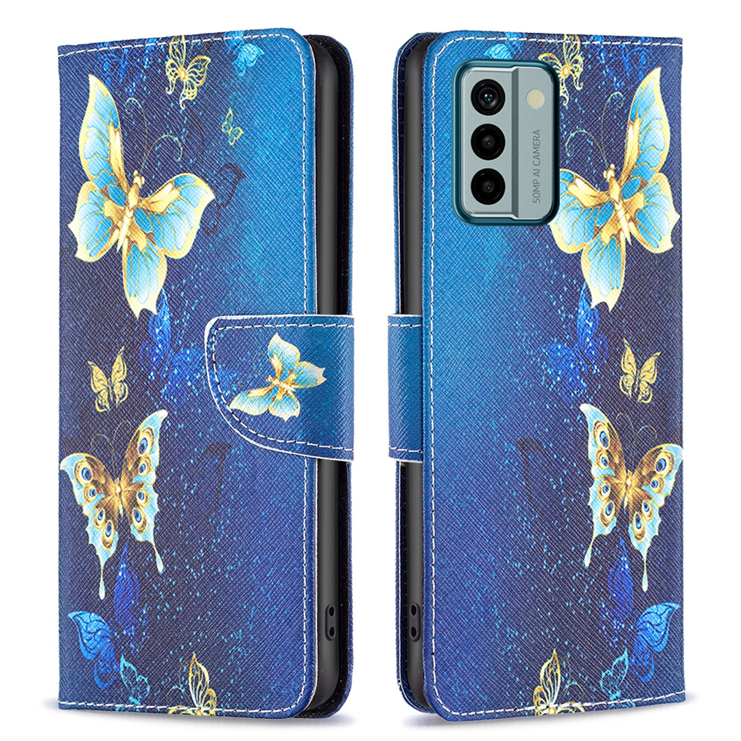 BINFEN COLOR For Nokia G22 Leather Stand Phone Case Pattern Printing Magnetic Clasp Wallet Cover