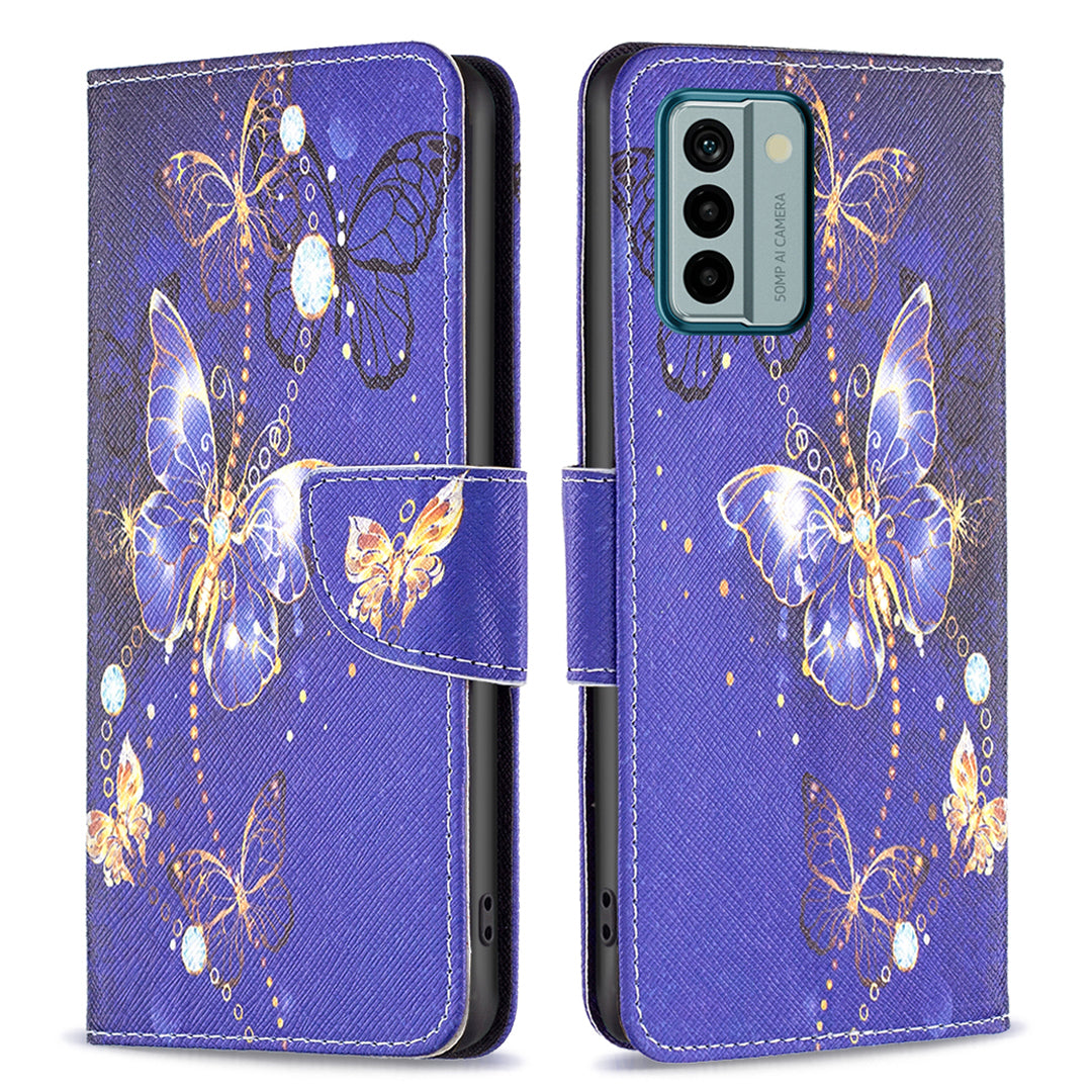 BINFEN COLOR For Nokia G22 Leather Stand Phone Case Pattern Printing Magnetic Clasp Wallet Cover