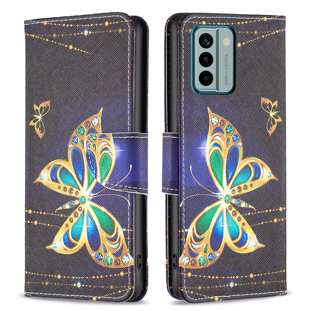 BINFEN COLOR For Nokia G22 Leather Stand Phone Case Pattern Printing Magnetic Clasp Wallet Cover