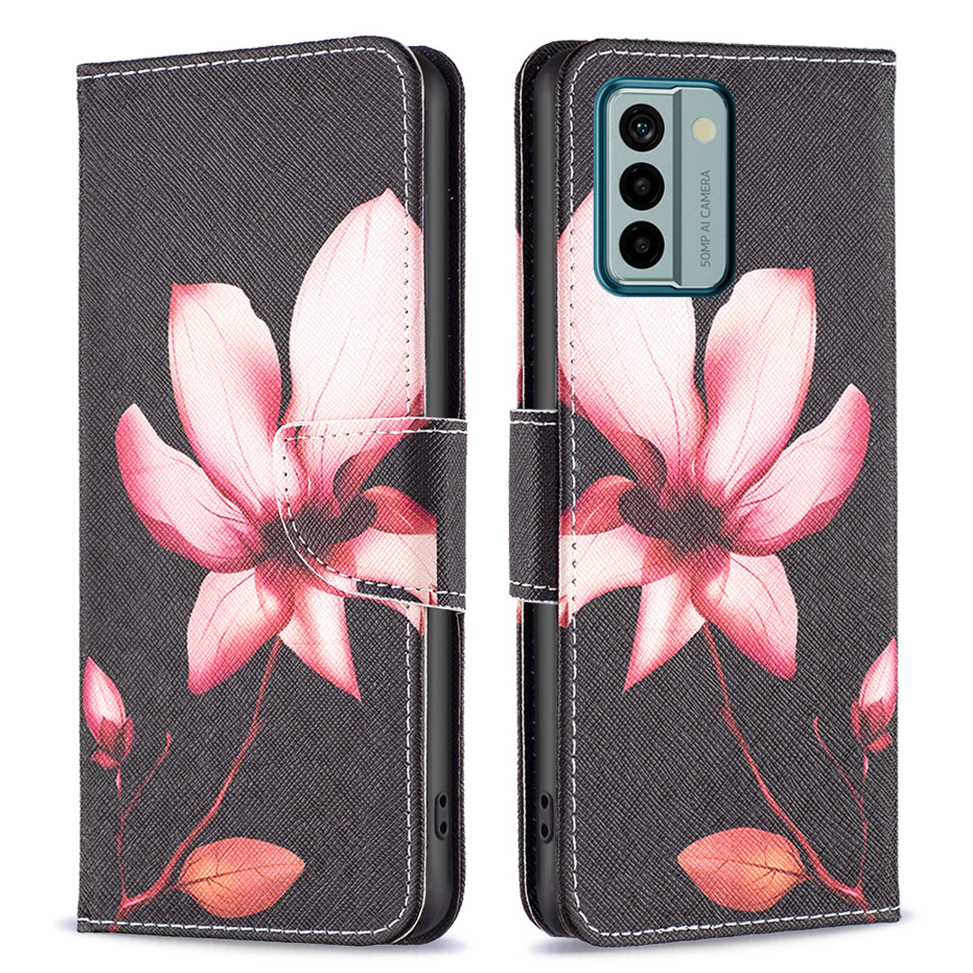 BINFEN COLOR For Nokia G22 Leather Stand Phone Case Pattern Printing Magnetic Clasp Wallet Cover