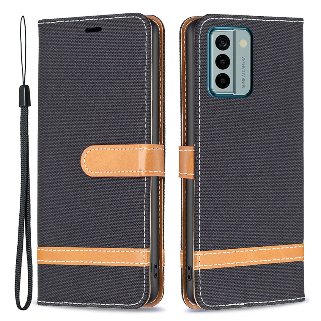 For Nokia G22 Jeans Cloth Splicing PU Leather Phone Cover Phone Case with Stand Wallet