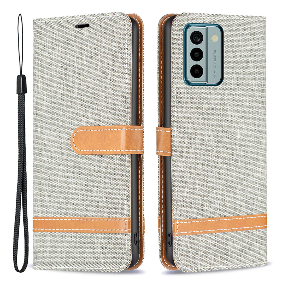 For Nokia G22 Jeans Cloth Splicing PU Leather Phone Cover Phone Case with Stand Wallet