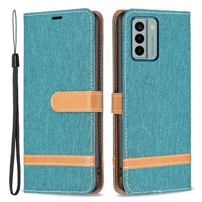 For Nokia G22 Jeans Cloth Splicing PU Leather Phone Cover Phone Case with Stand Wallet