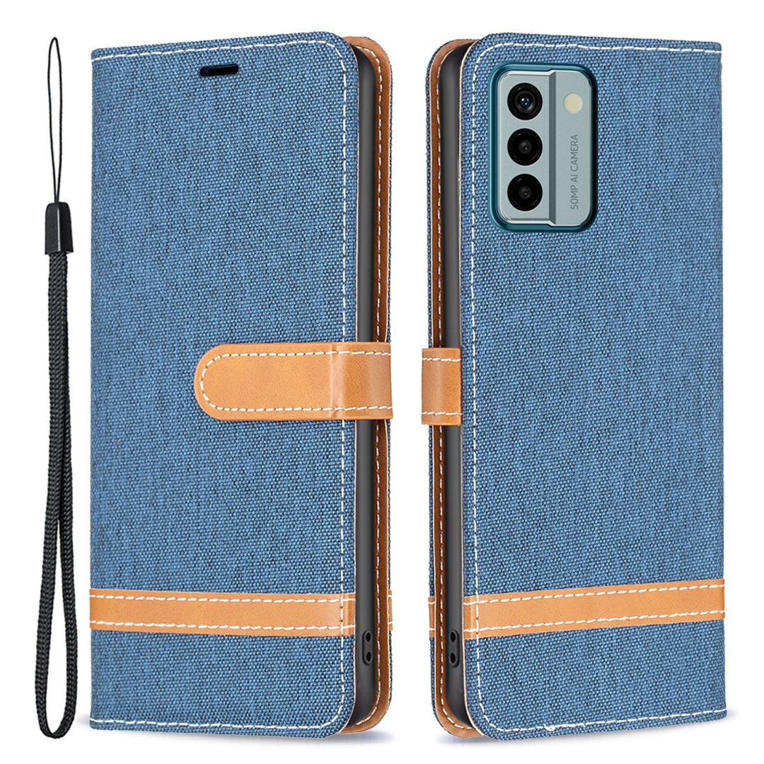 For Nokia G22 Jeans Cloth Splicing PU Leather Phone Cover Phone Case with Stand Wallet