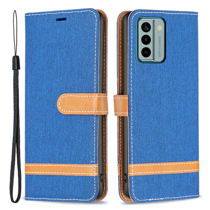 For Nokia G22 Jeans Cloth Splicing PU Leather Phone Cover Phone Case with Stand Wallet