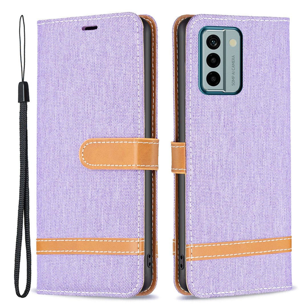 For Nokia G22 Jeans Cloth Splicing PU Leather Phone Cover Phone Case with Stand Wallet