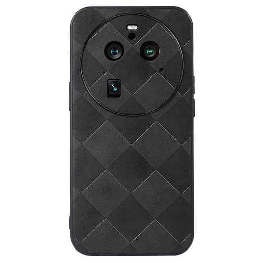 For Oppo Find X6 Pro Anti-drop Phone Case Grid Texture Leather Coated PC+TPU Cover