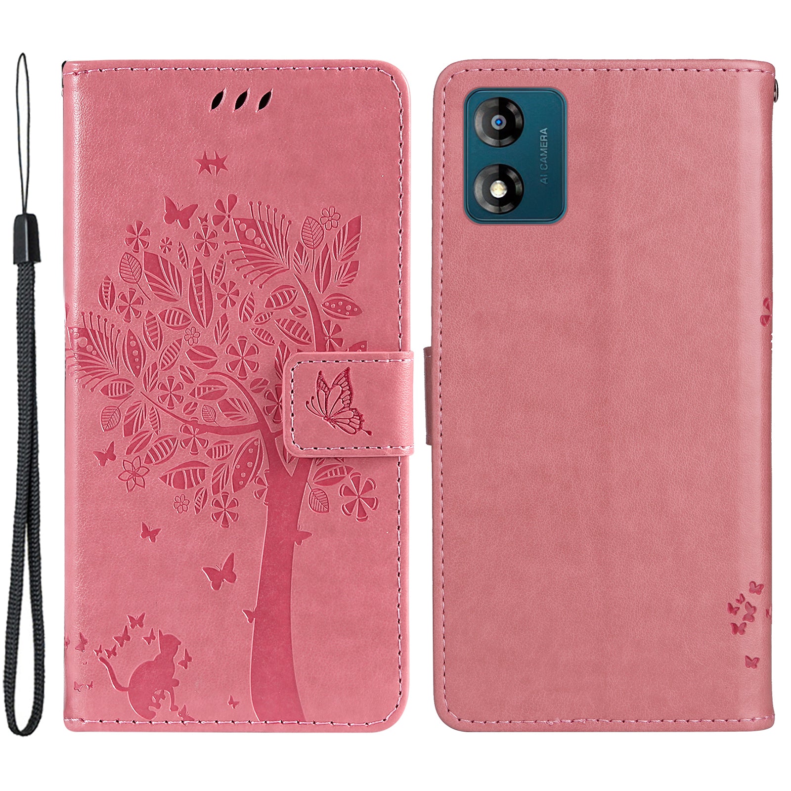 KT Imprinting Flower Series-3 For Motorola Moto E13 4G Imprinted Leather Wallet Cover Stand Phone Case