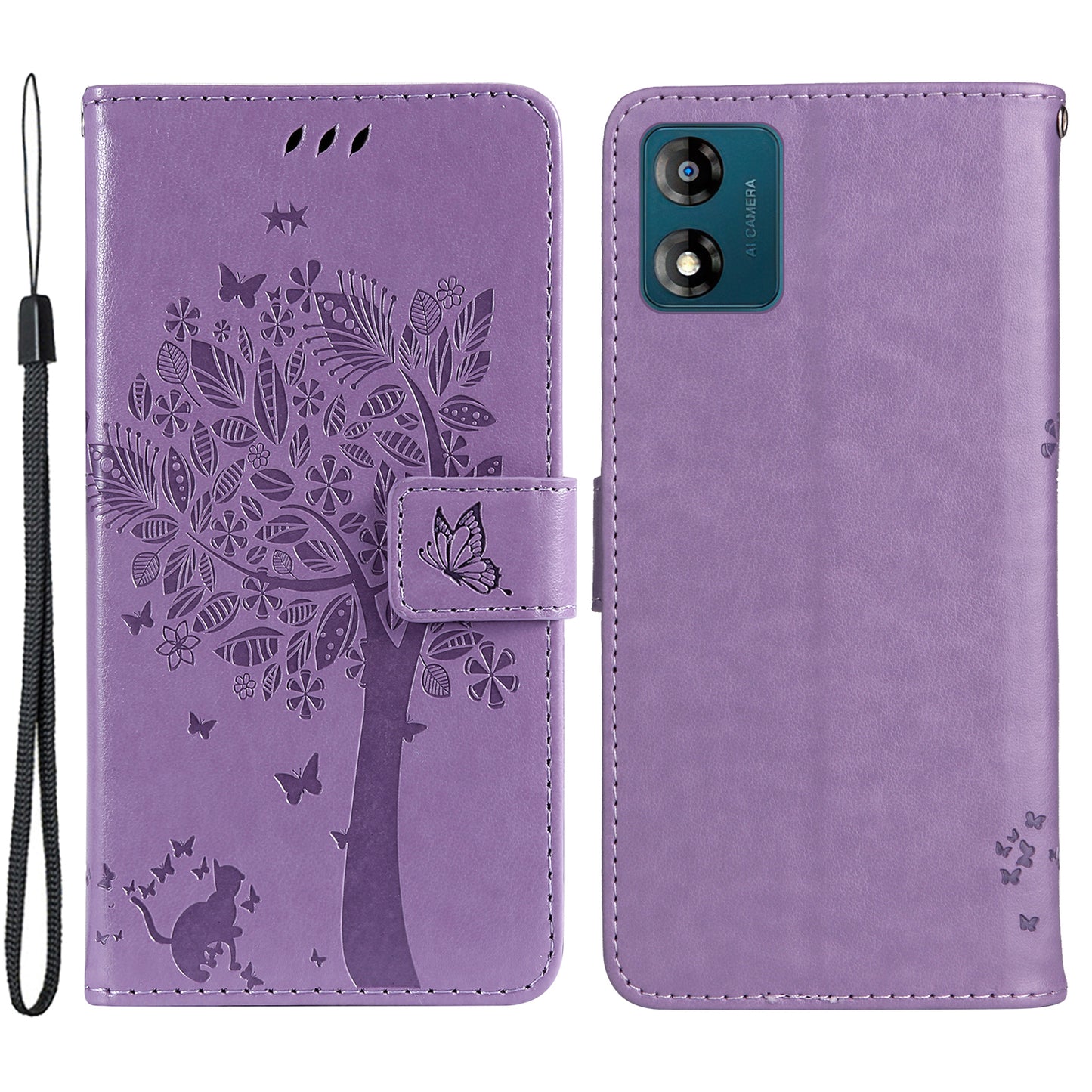 KT Imprinting Flower Series-3 For Motorola Moto E13 4G Imprinted Leather Wallet Cover Stand Phone Case