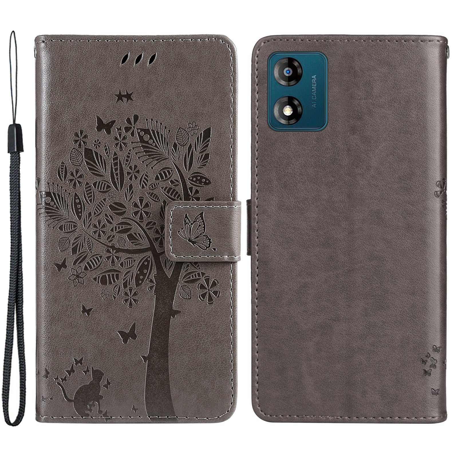 KT Imprinting Flower Series-3 For Motorola Moto E13 4G Imprinted Leather Wallet Cover Stand Phone Case