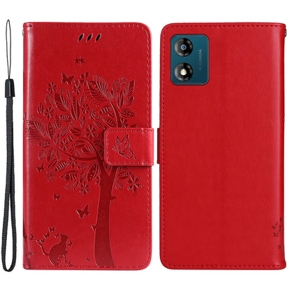 KT Imprinting Flower Series-3 For Motorola Moto E13 4G Imprinted Leather Wallet Cover Stand Phone Case