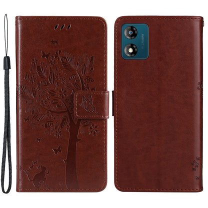 KT Imprinting Flower Series-3 For Motorola Moto E13 4G Imprinted Leather Wallet Cover Stand Phone Case