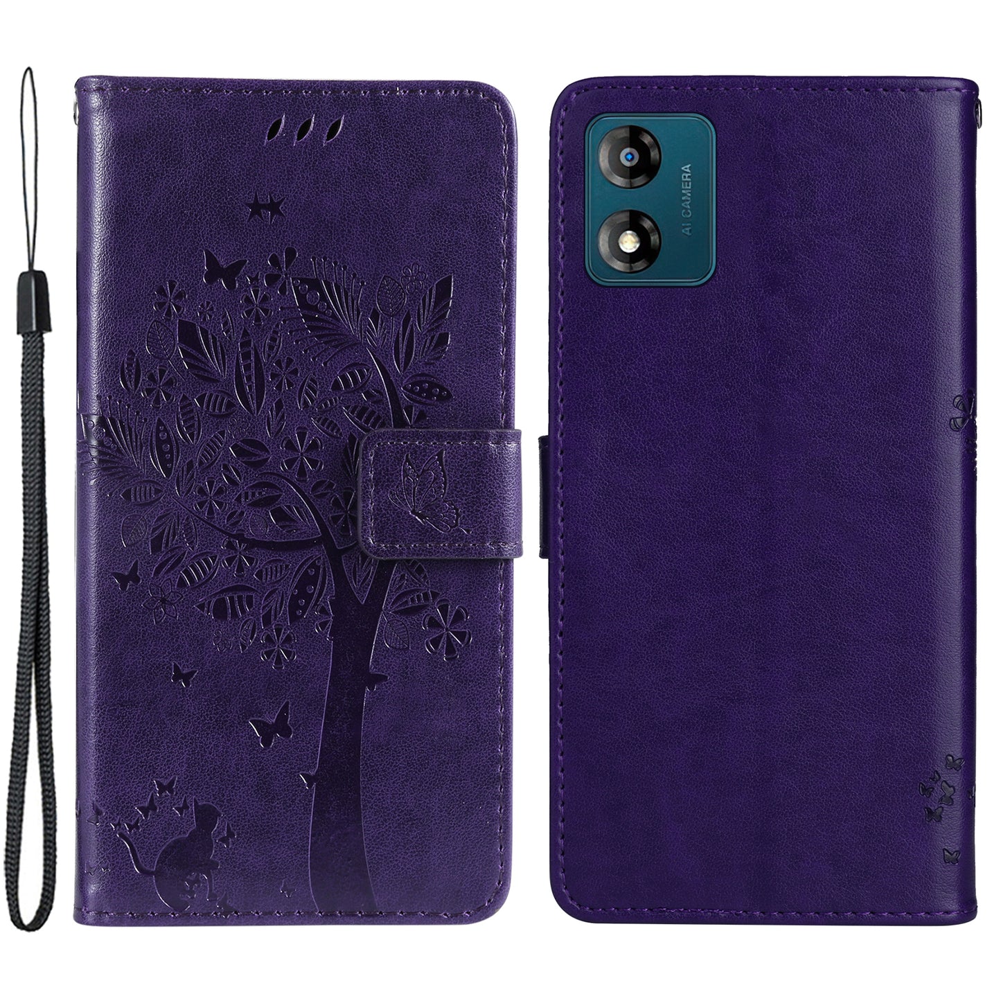 KT Imprinting Flower Series-3 For Motorola Moto E13 4G Imprinted Leather Wallet Cover Stand Phone Case