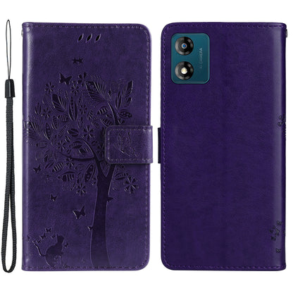 KT Imprinting Flower Series-3 For Motorola Moto E13 4G Imprinted Leather Wallet Cover Stand Phone Case