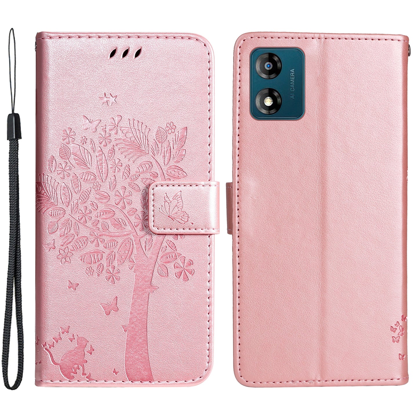 KT Imprinting Flower Series-3 For Motorola Moto E13 4G Imprinted Leather Wallet Cover Stand Phone Case