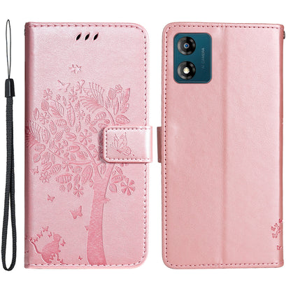 KT Imprinting Flower Series-3 For Motorola Moto E13 4G Imprinted Leather Wallet Cover Stand Phone Case