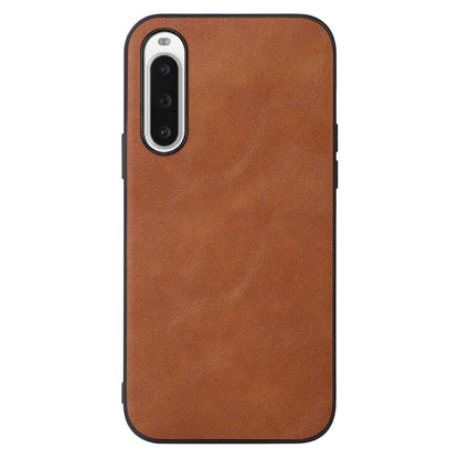 For Sony Xperia 10 V Leather Coated TPU+PC Phone Case Cowhide Texture Smartphone Cover