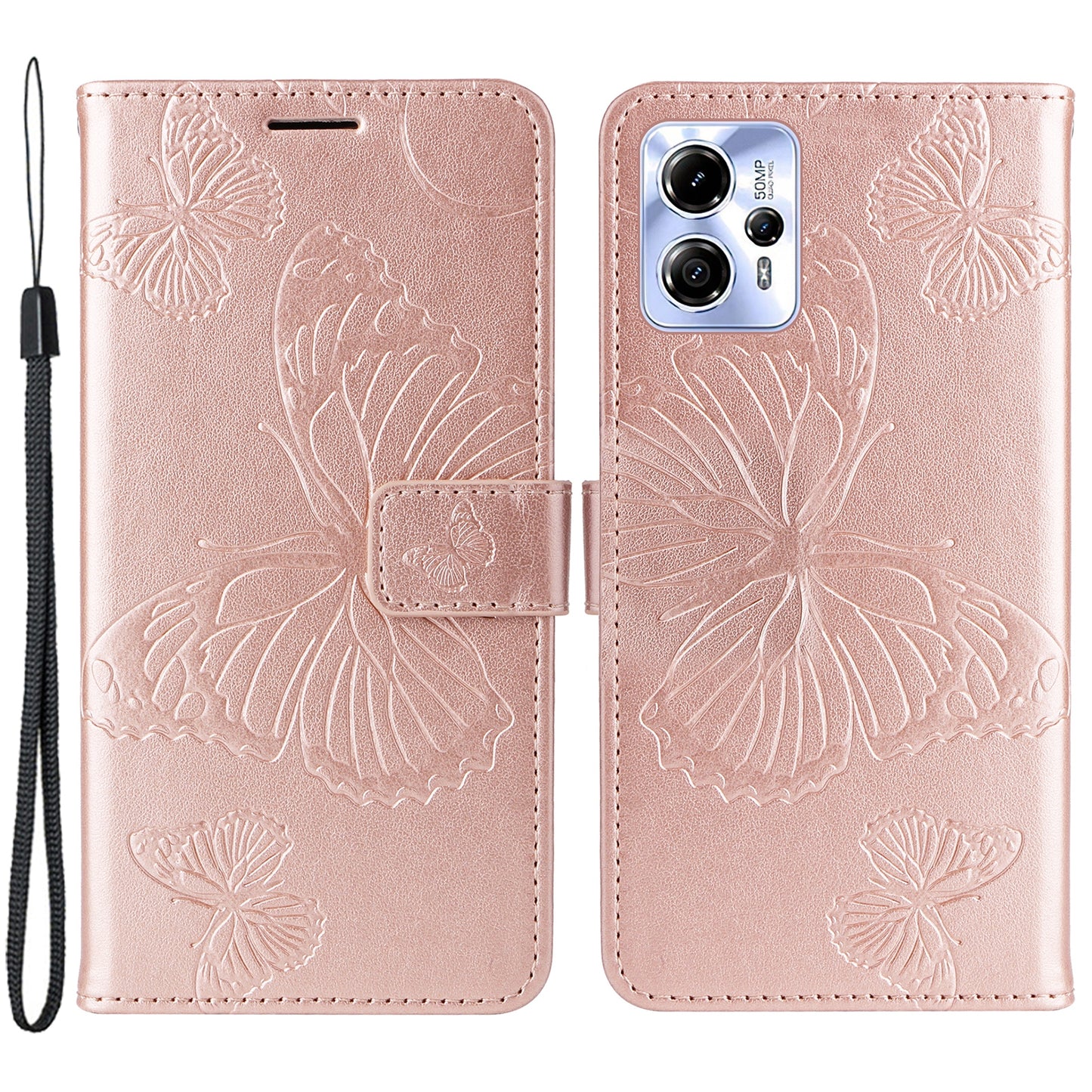 KT Imprinting Flower Series-2 Leather Flip Case for Motorola Moto G13 4G / G23 4G / G53 5G Imprinted Phone Stand Wallet Cover