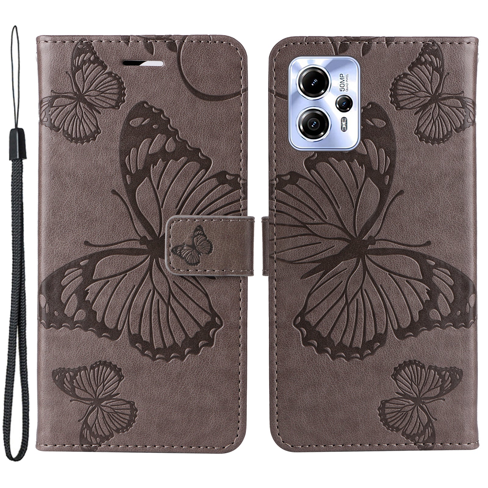 KT Imprinting Flower Series-2 Leather Flip Case for Motorola Moto G13 4G / G23 4G / G53 5G Imprinted Phone Stand Wallet Cover