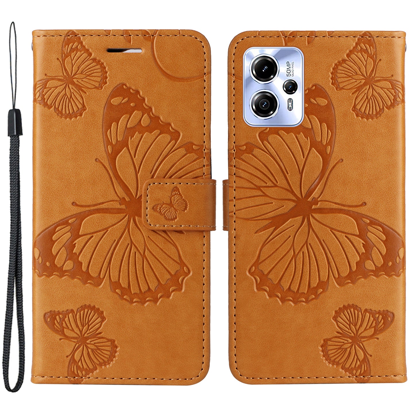 KT Imprinting Flower Series-2 Leather Flip Case for Motorola Moto G13 4G / G23 4G / G53 5G Imprinted Phone Stand Wallet Cover