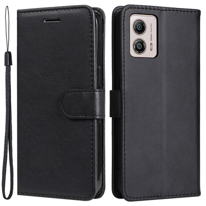 For Motorola Moto G13 4G / G23 4G / G53 5G PU Leather Wallet Phone Case Flip Stand Solid Color Anti-drop Shell