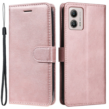 For Motorola Moto G13 4G / G23 4G / G53 5G PU Leather Wallet Phone Case Flip Stand Solid Color Anti-drop Shell