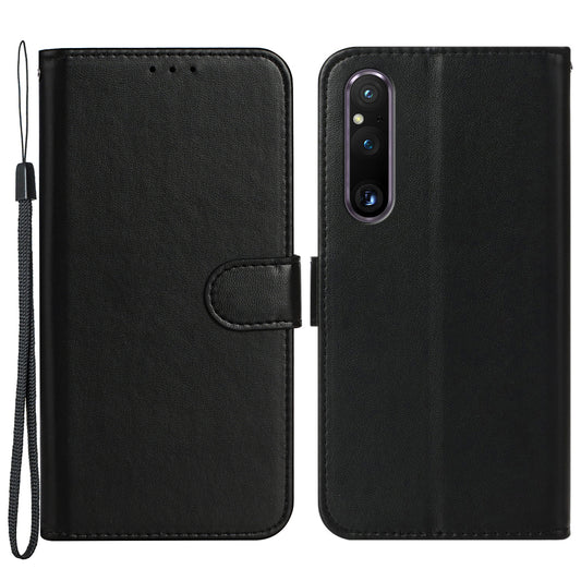 B40 For Sony Xperia 1 V Wallet Cell Phone Case Anti-Scratch PU Leather+TPU Phone Stand Shell